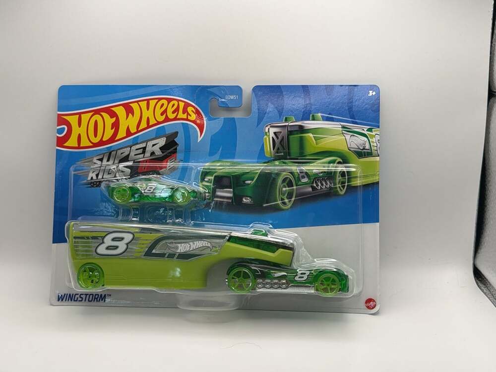 Hot Wheels Super Rigs Wingstorm Vehicle Semi-Truck with Car